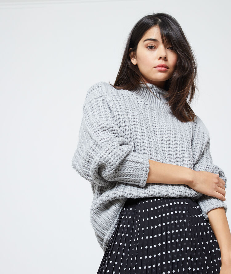 Maxi knit turtleneck jumper mouse grey.