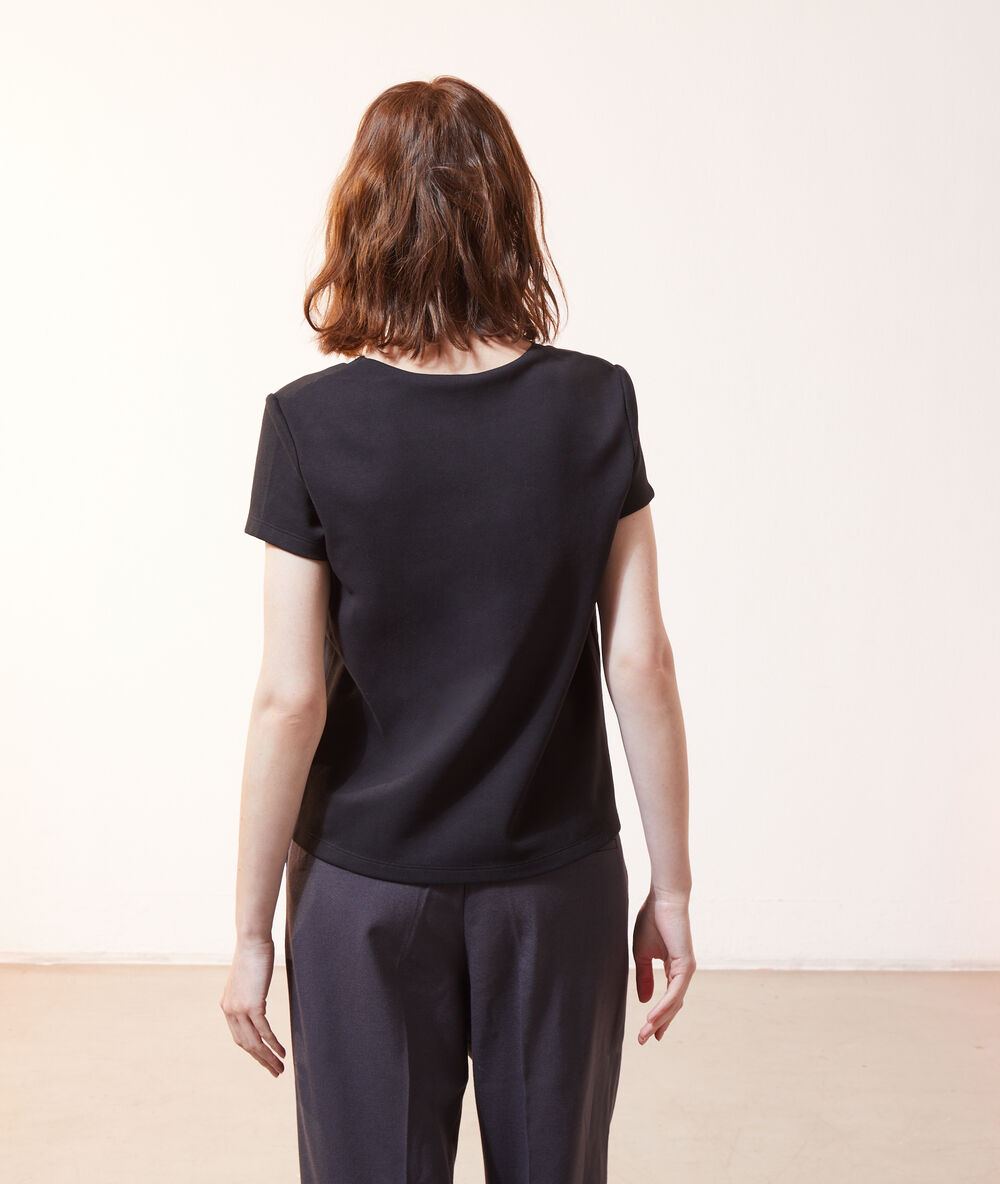 T-shirt zipp&eacute; au dos 2 en 1 - brassi&egrave;re int&eacute;gr&eacute;e noir.