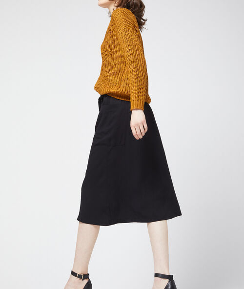 Midi skirt with button detail black.