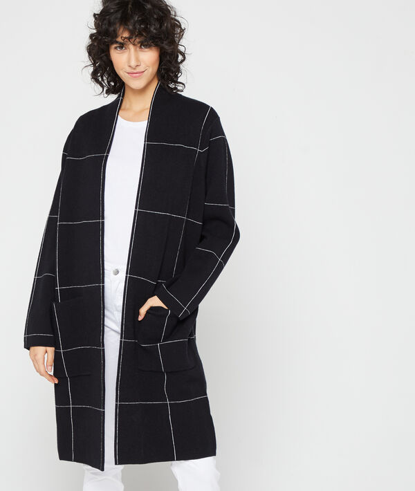 Long cut cardigan in check Long cut cardigan in check
