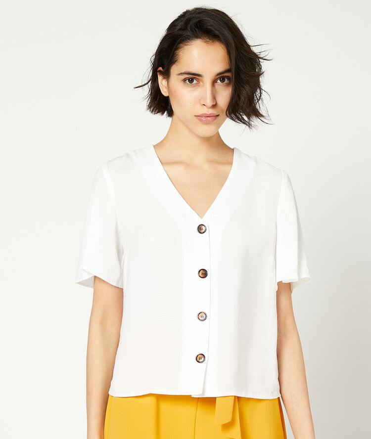 Button through plain blouse white.