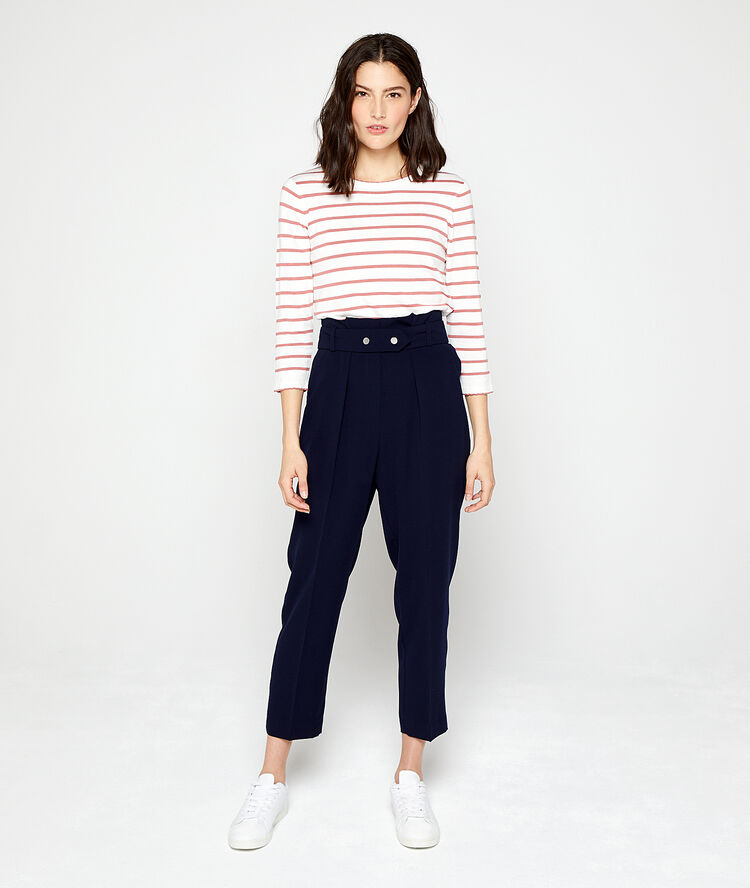 Fine knit jumper in stripes rosewood.