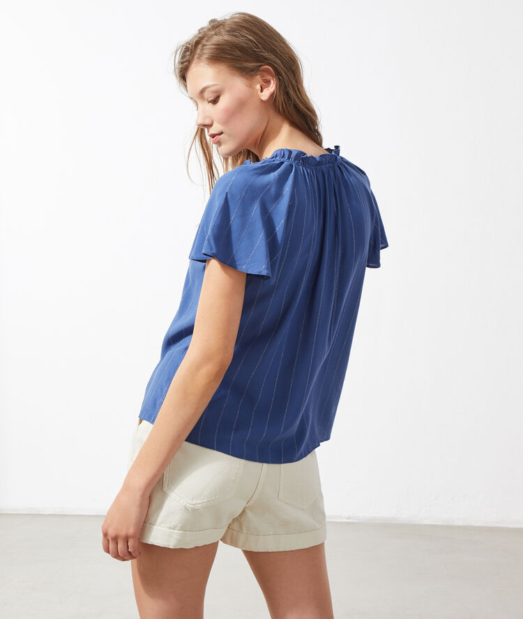 Striped tie blouse black.