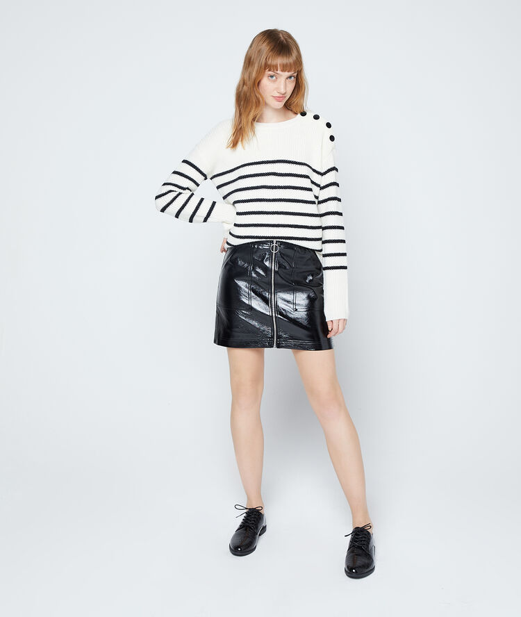 Maxi knit jumper in stripes off white.