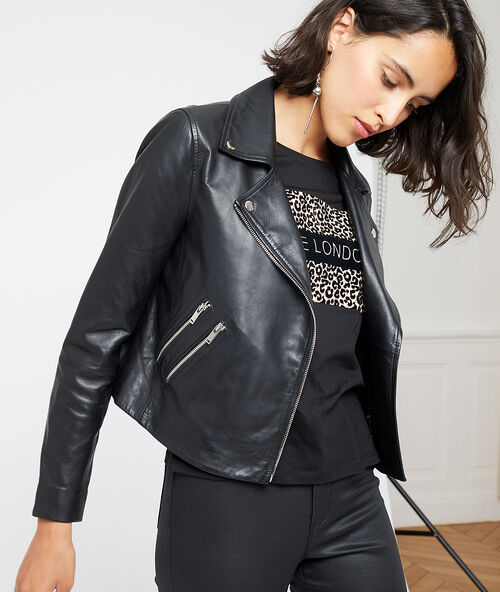 100% leather biker jacket black.