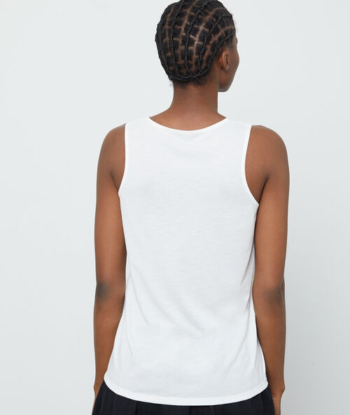 Round neck vest in guipure lace off-white.