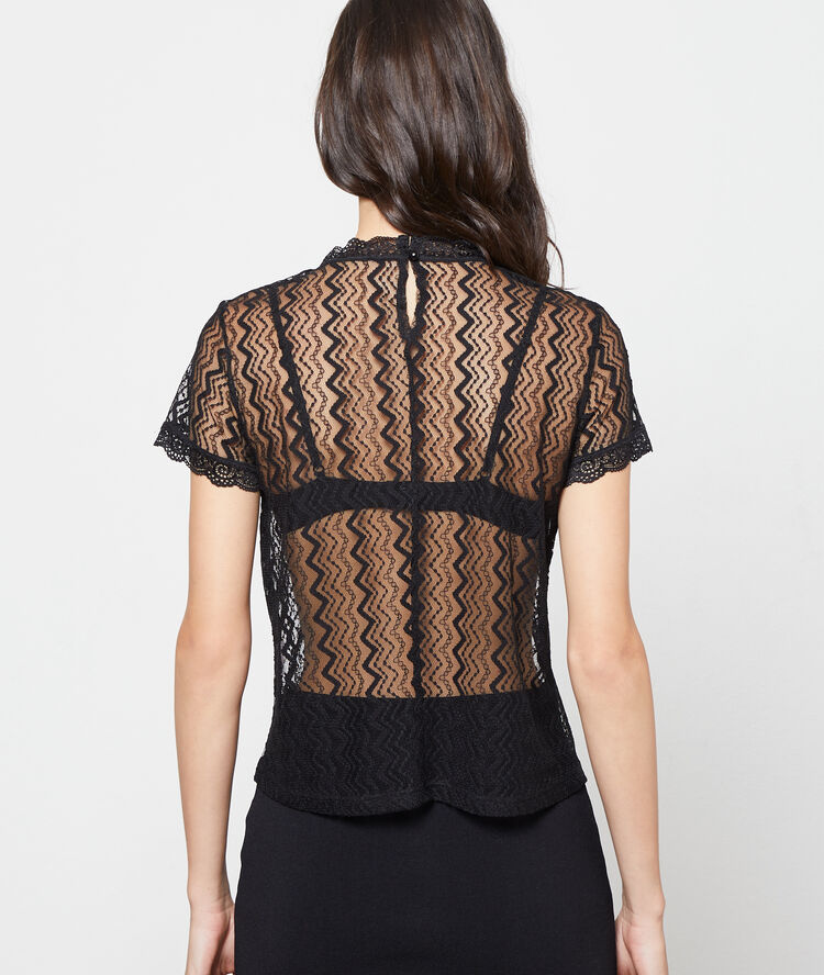 Guipure top in a sheer look  black.