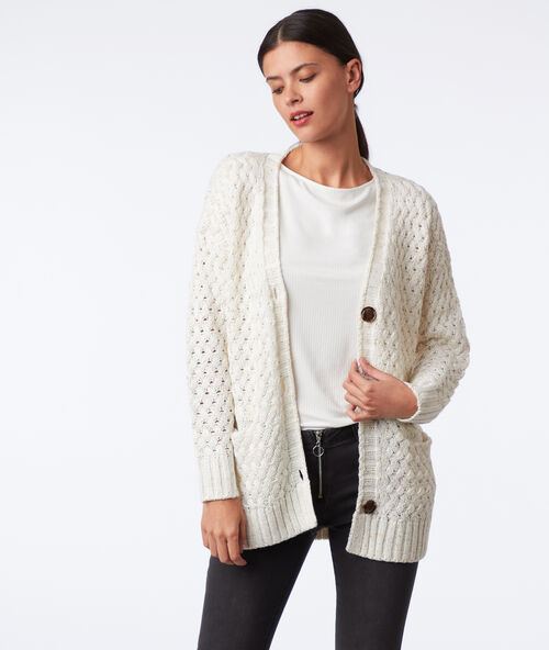 Cable knit cardigan ecru.