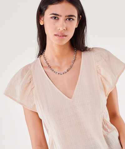 Cotton short-sleeved blouse