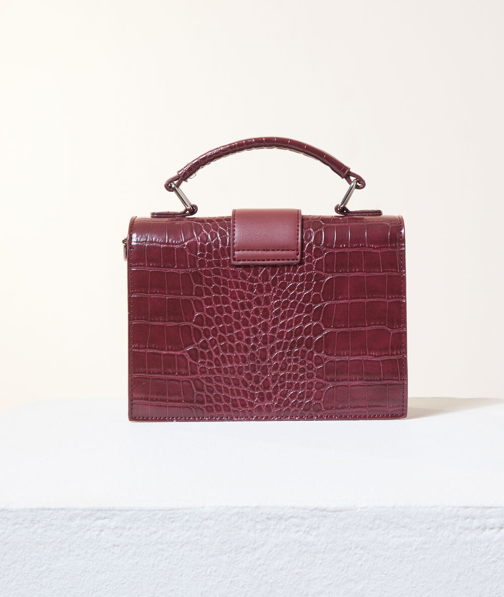 Sac &agrave; bandouli&egrave;re effet croco bordeaux.