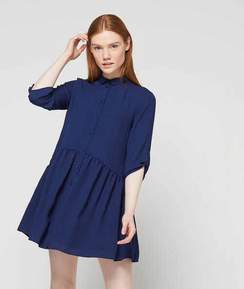 Slinky shirt dress navy blue.