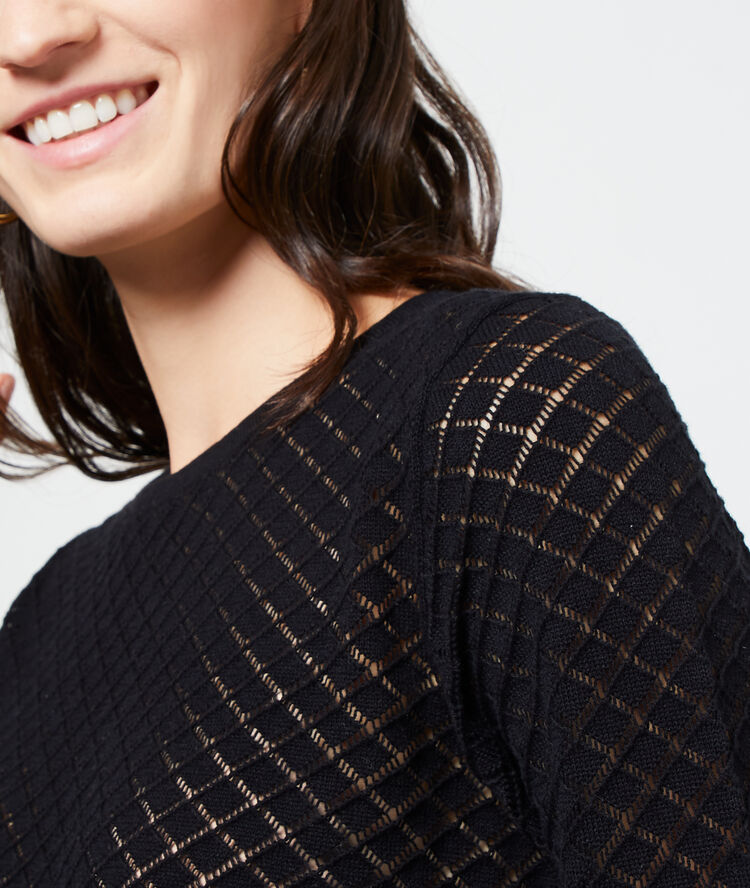 Open knit sweater black.