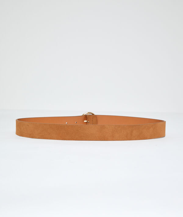 Split leather belt with round buckle Split leather belt with round buckle