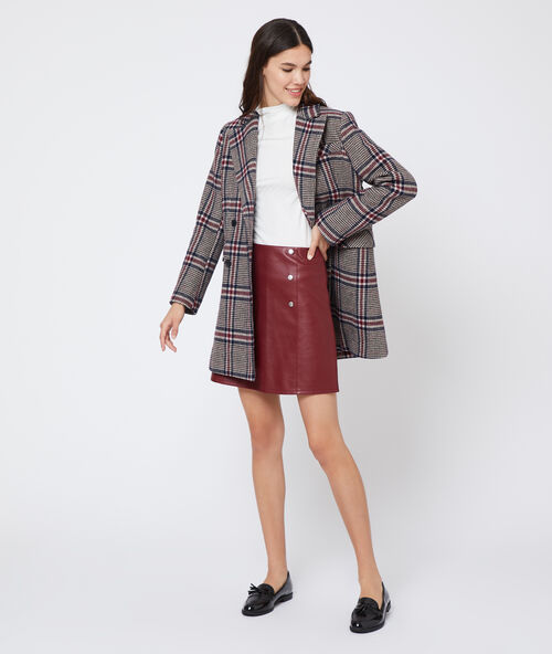 Leather look studded skirt burgandy.
