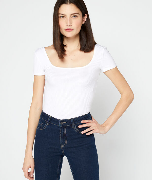 Ribbed top with low cut back Ribbed top with low cut back