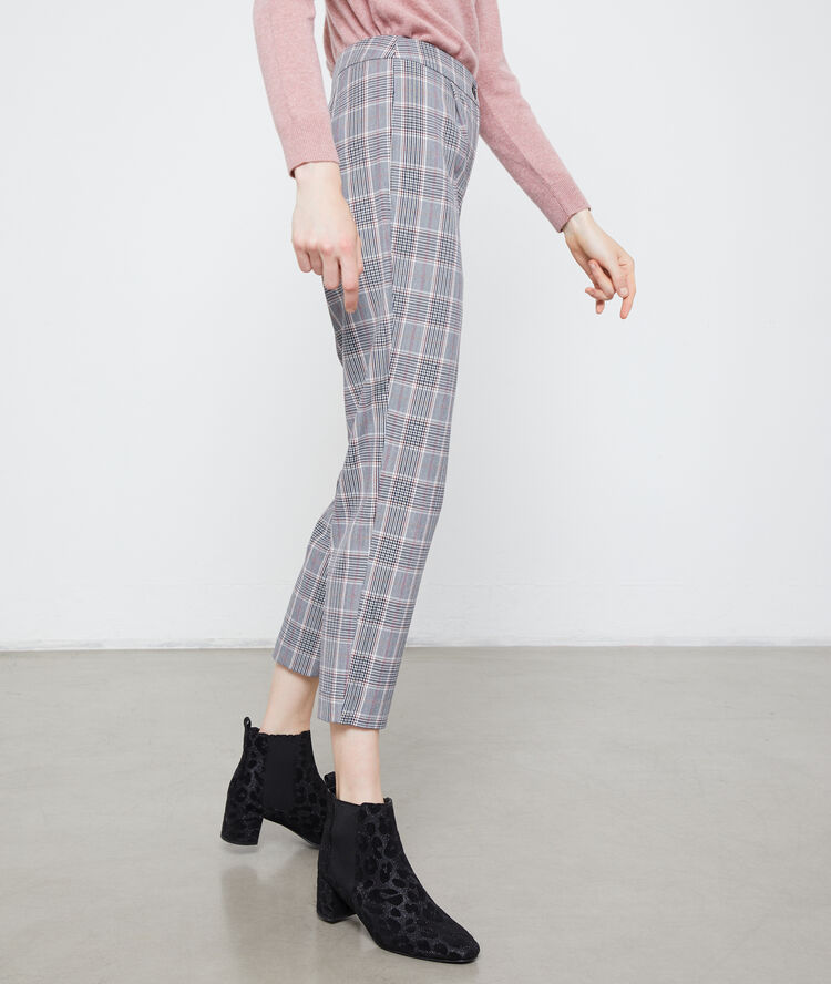 Tartan peg trousers black.