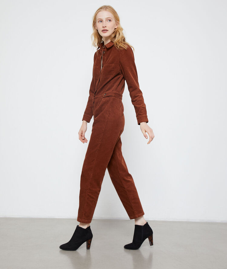 Cord jumpsuit meets work overalls rust.