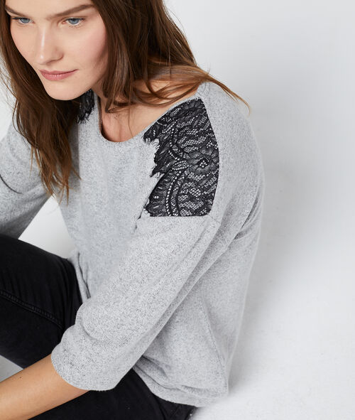 T-shirt with guipure yoke T-shirt with guipure yoke