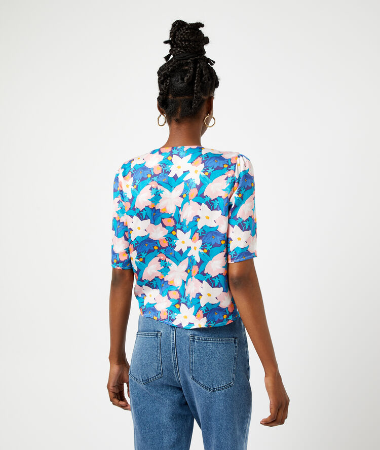 Floral print blouse black.