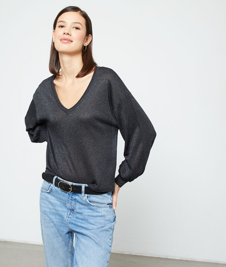 Fine knit metallic jumper black.