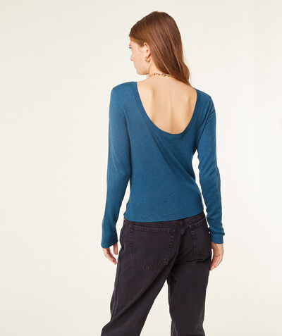 Scoop-back fine-knit jumper