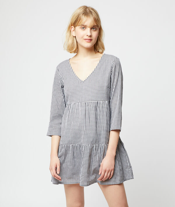 Robe Fluide Imprime Vichy Noir Etam