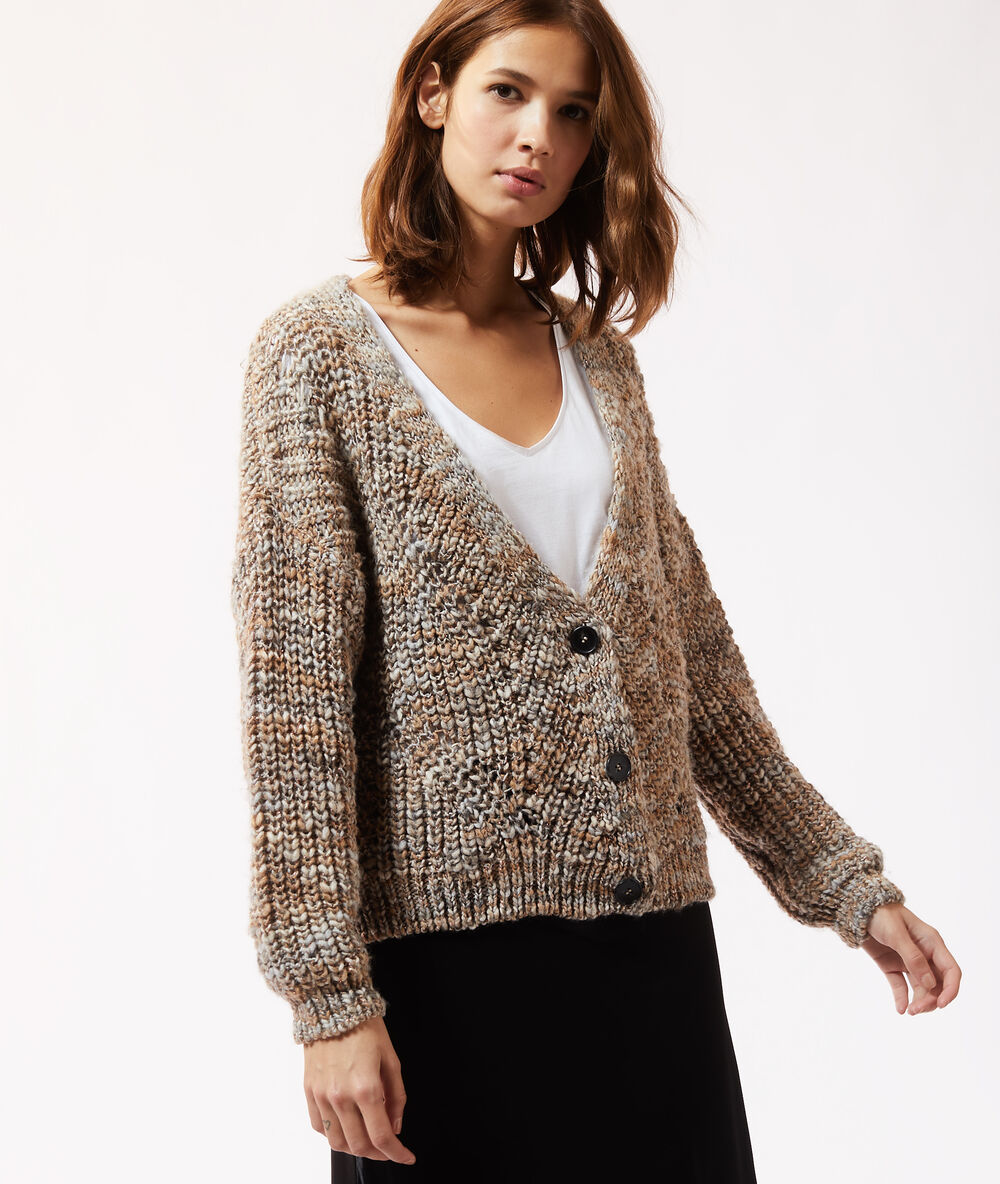 Gilet en grosse maille ecru.