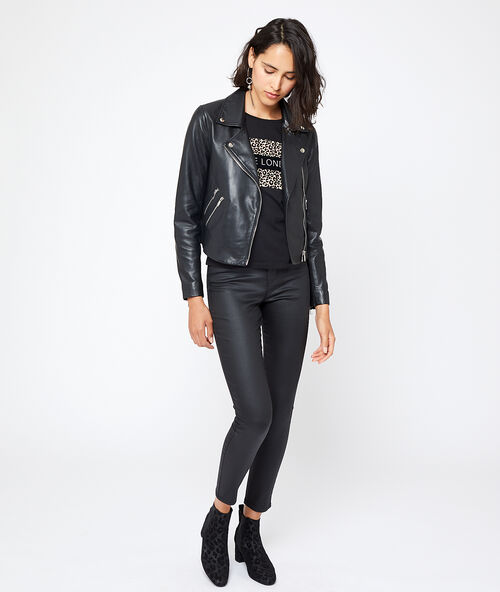 100% leather biker jacket black.