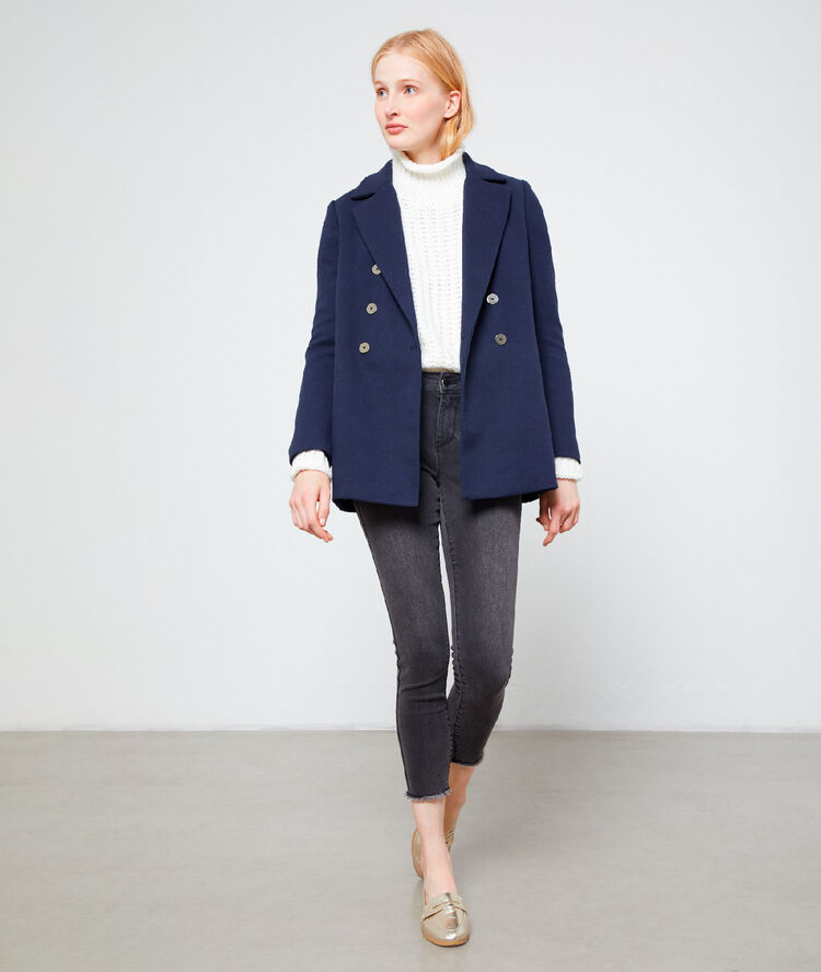 Boyfriend cropped coat navy.