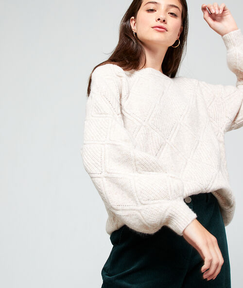 Pull en grosse maille grege.