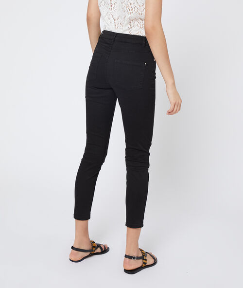 Cotton cropped slim trousers black.