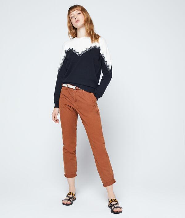 Jumper with guipure details Jumper with guipure details
