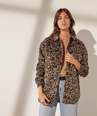 Leopard print overshirt with pockets   
