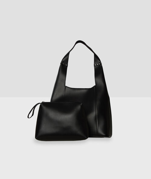 Sac cabas avec pochette intégrée noir.