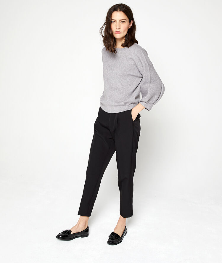 Balloon sleeves jumper light grey marl.