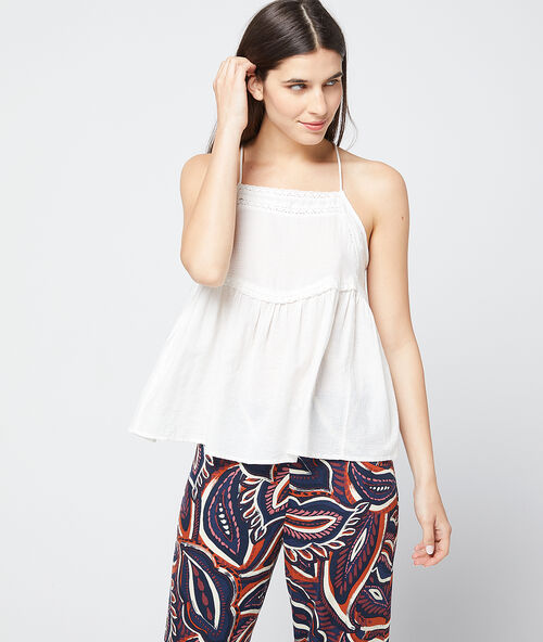 Thin straps cotton top off-white.