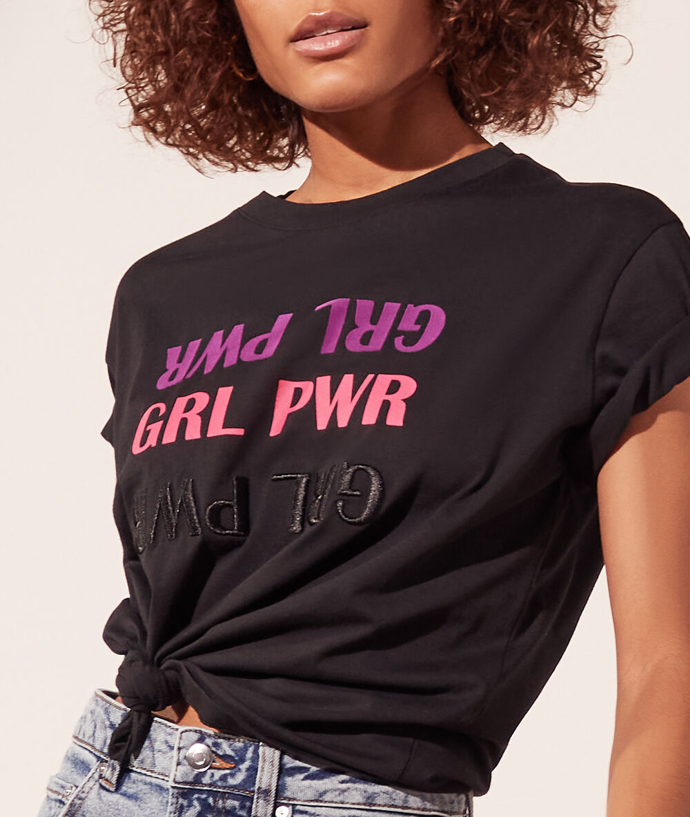 girl power t shirt 77 noir etam