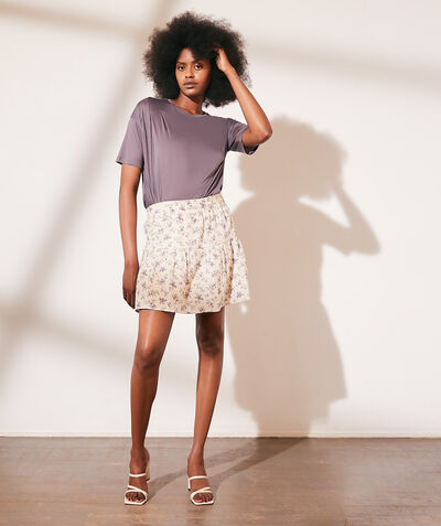 Short skirt in cotton gauze floral print