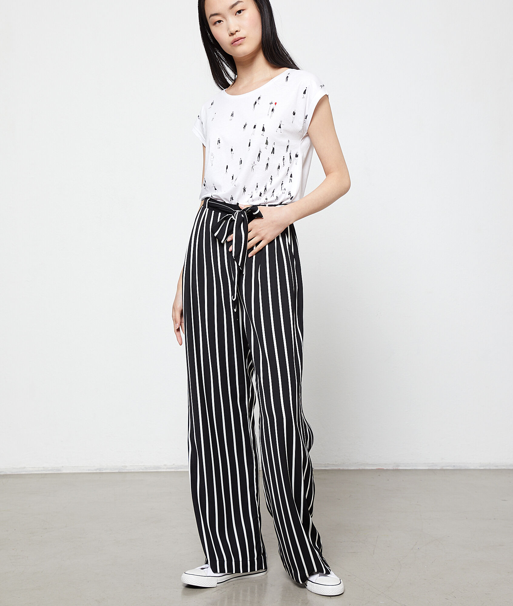 wide striped trousers