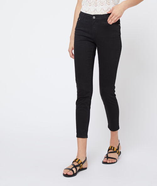 Cotton cropped slim trousers black.