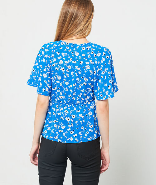 Blouse &agrave; imprim&eacute; fleuri royal.