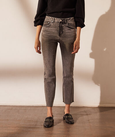 Faded-effect straight leg-jeans