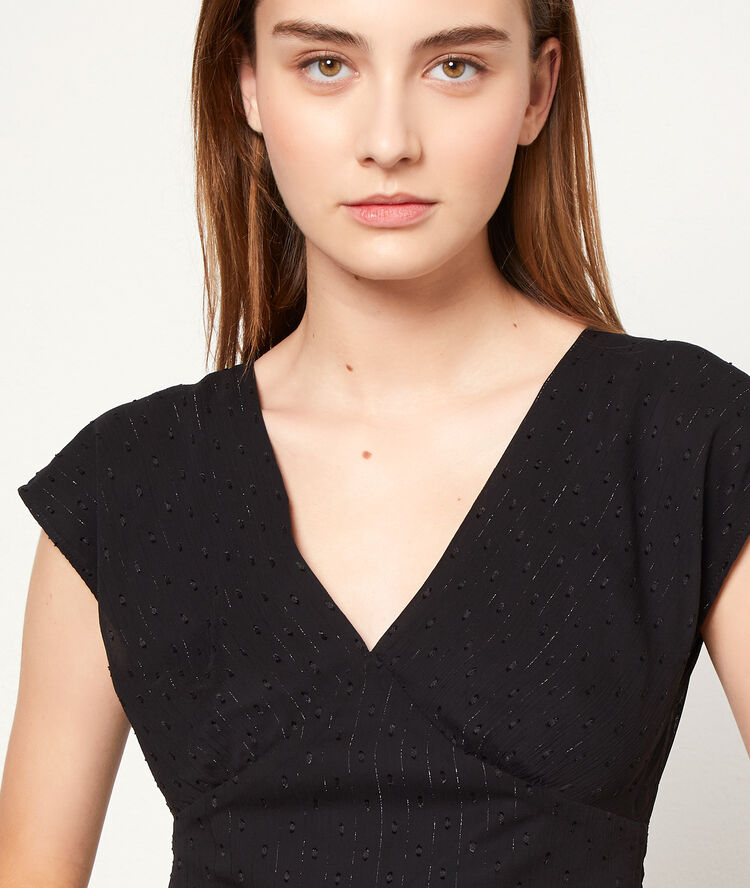 Maxi dress in a dobby mesh black.