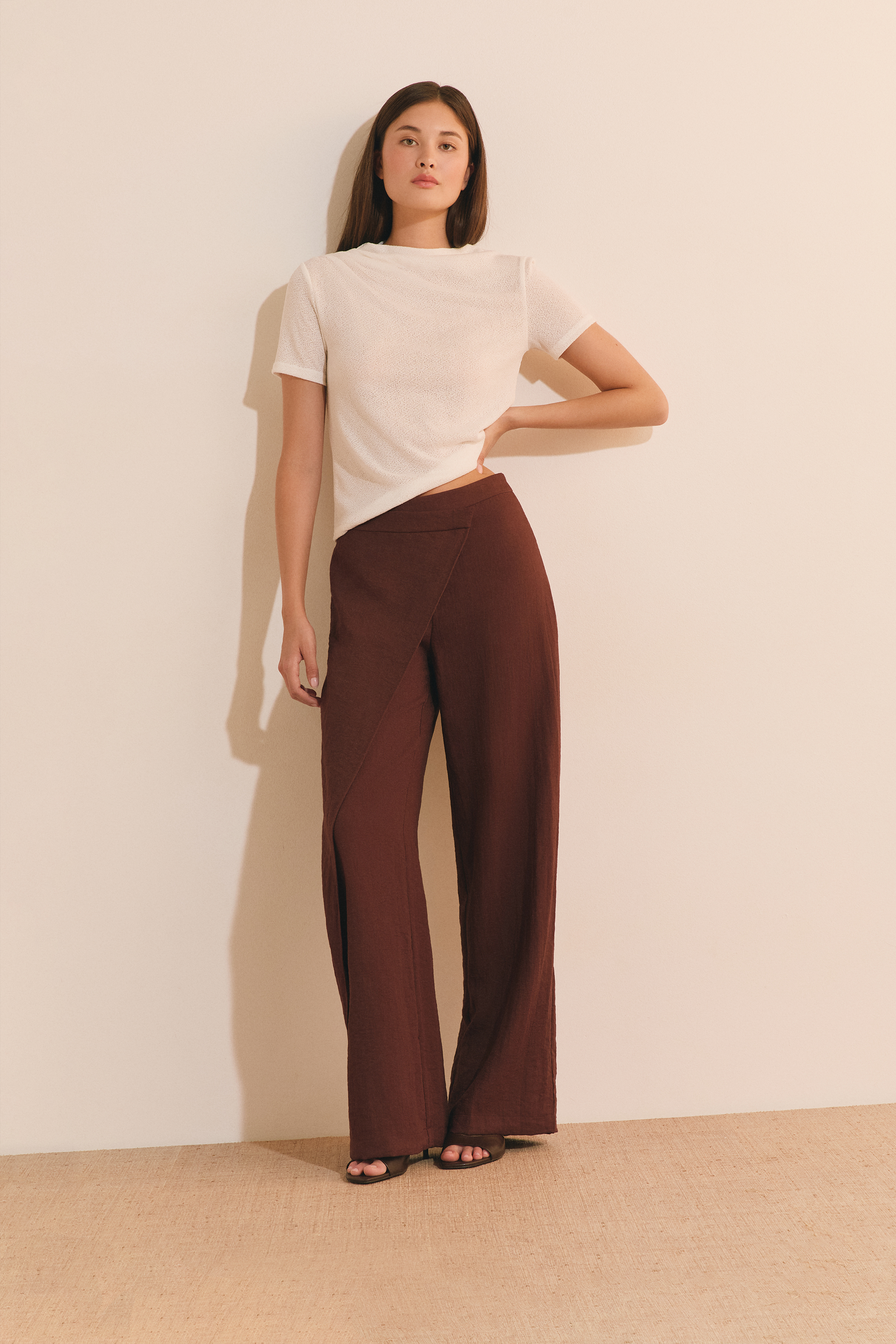 Asymmetrical Wide-Leg Pants - PRISCA - CHOCOLAT - ETAM