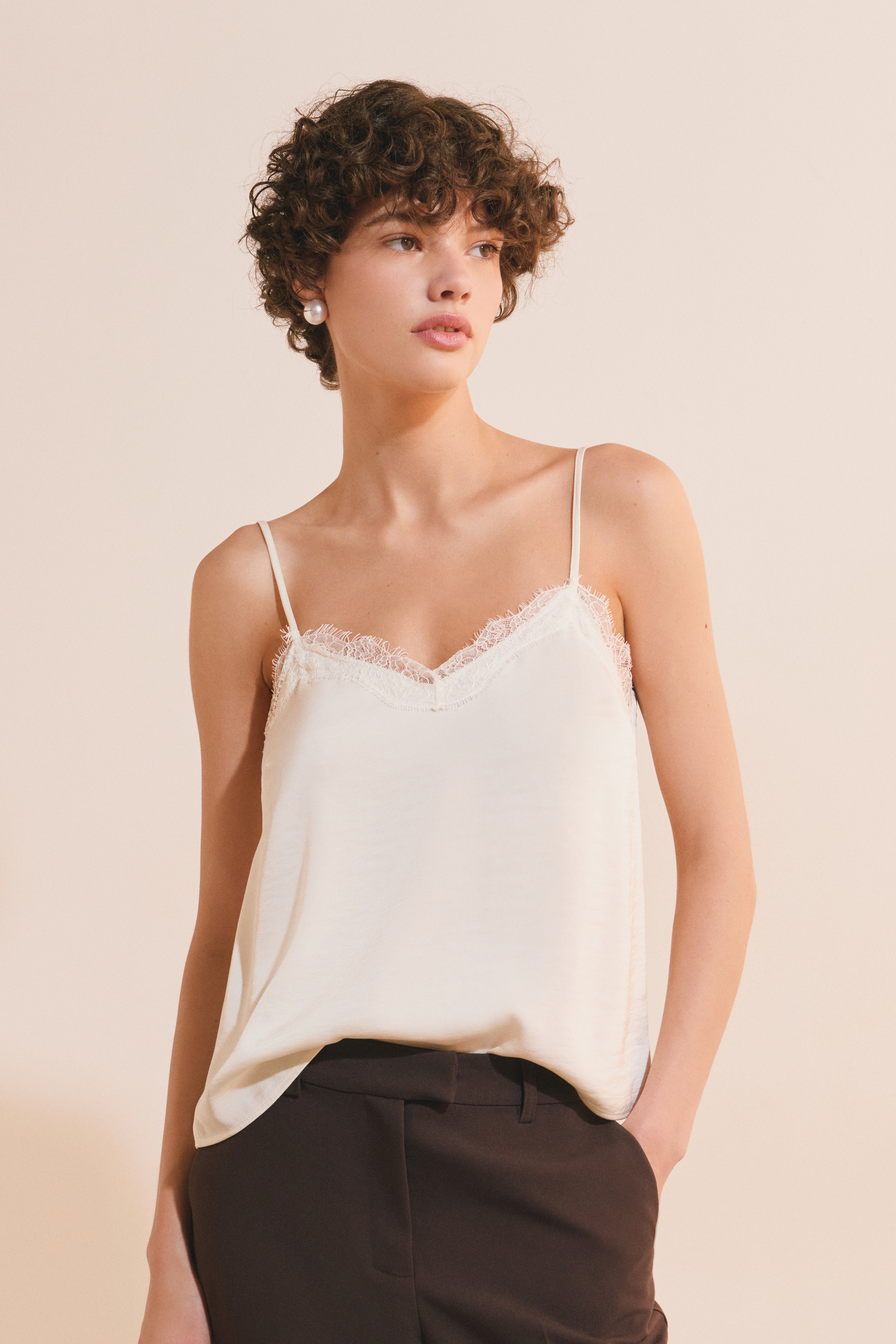 Camisole With Lace Details - HELENE - PERLE - ETAM