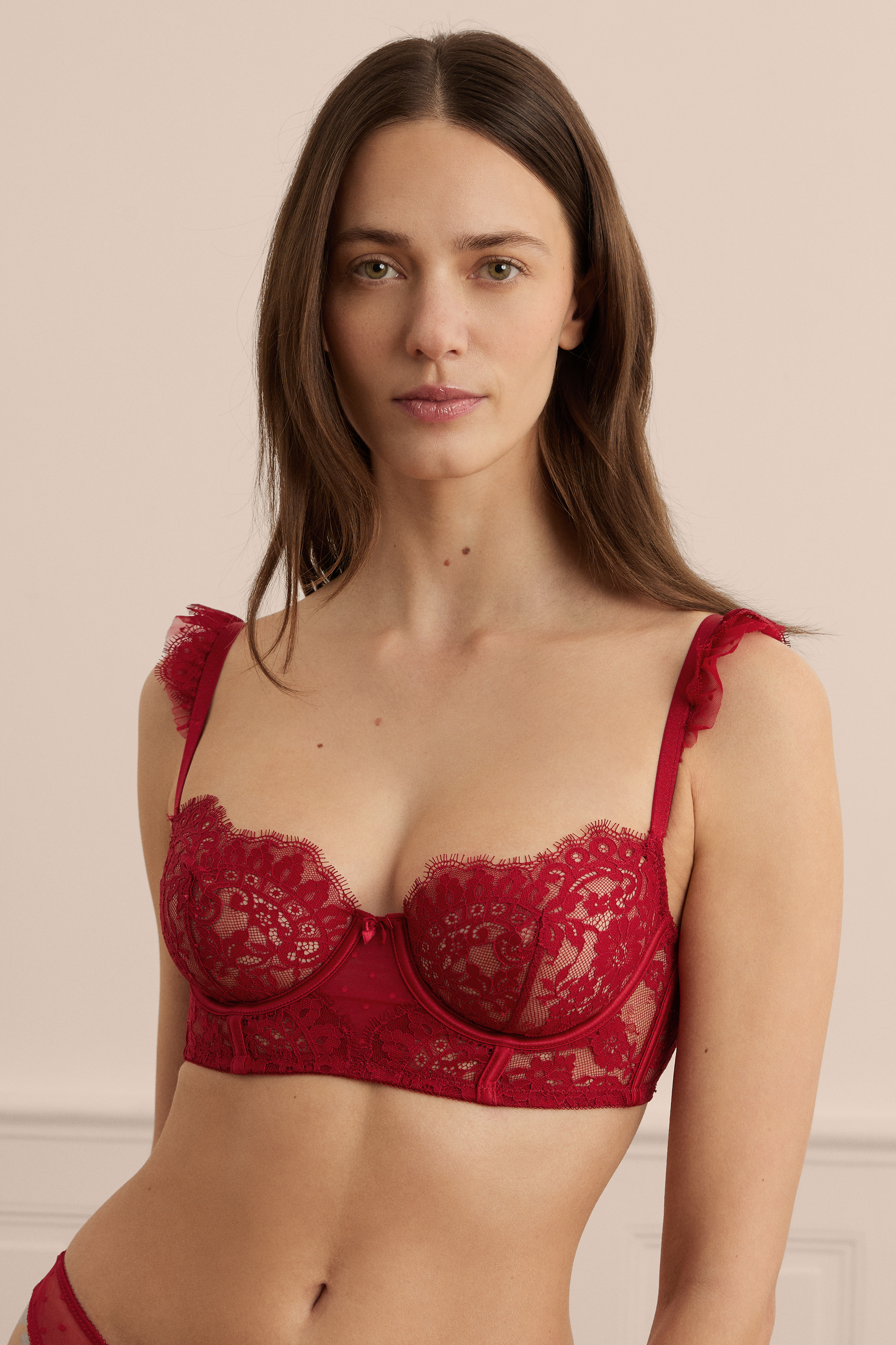 専用出品 【未使用】6 スーベニアピンとvintage bustier bra Bra N.9 - Lace Bustier Balconette - INFINI - ROUGE - ETAM