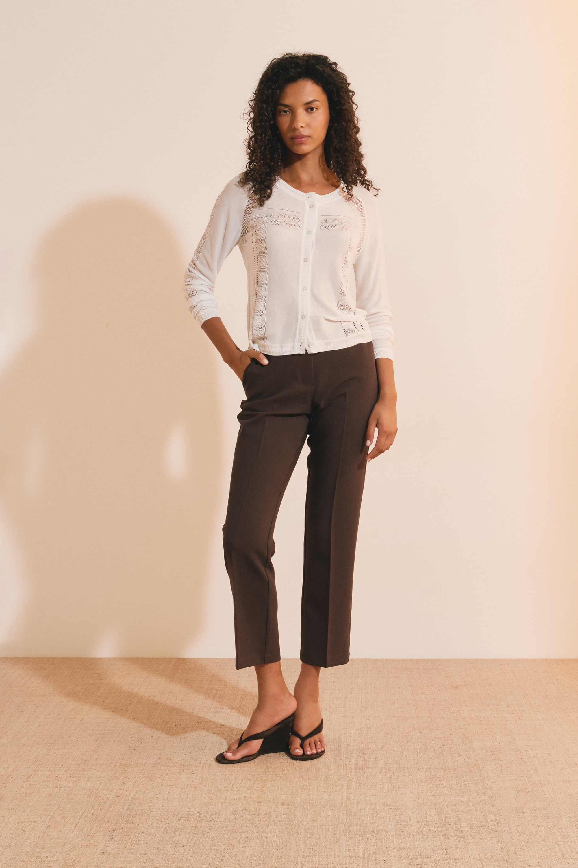 Cardigan With Buttons And Lace Details - SUZANE CARDI - ECRU - ETAM