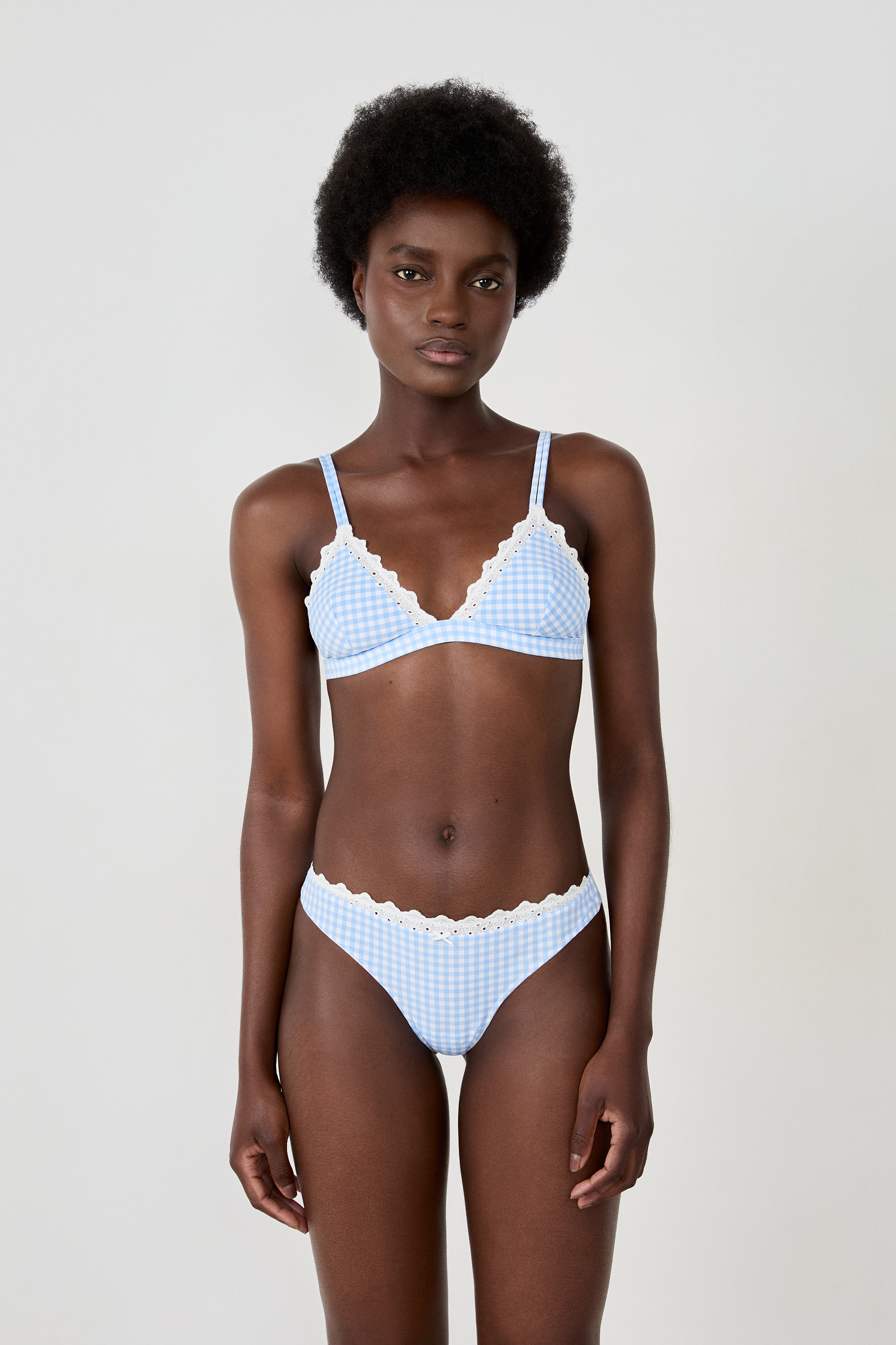 Wireless Triangle Bra with Embroidery - COQUETTE - BLEU - ETAM