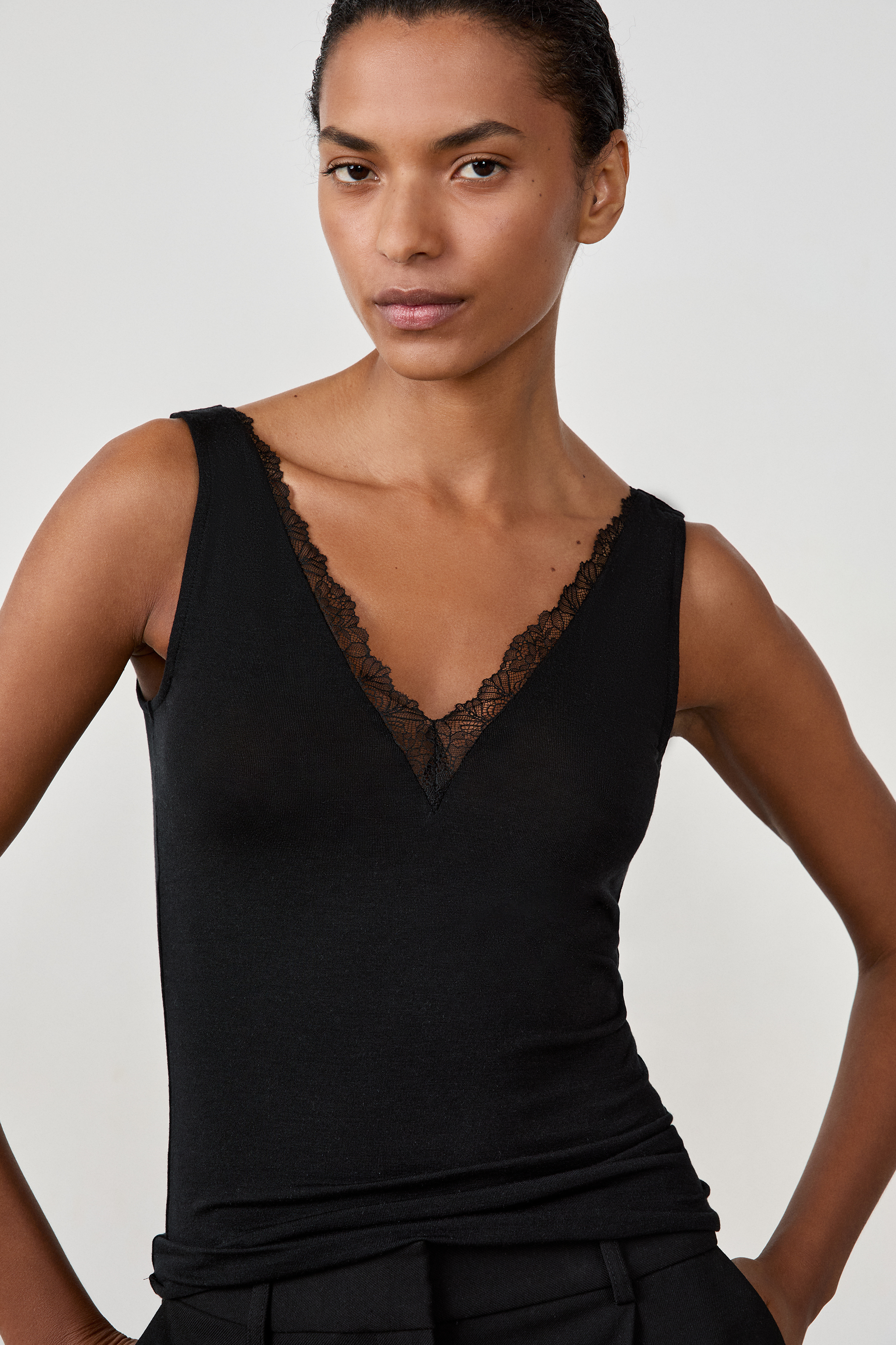 Tank Top with Cashmere in Thermal Knit - WARM LIGHT LAC - NOIR - ETAM