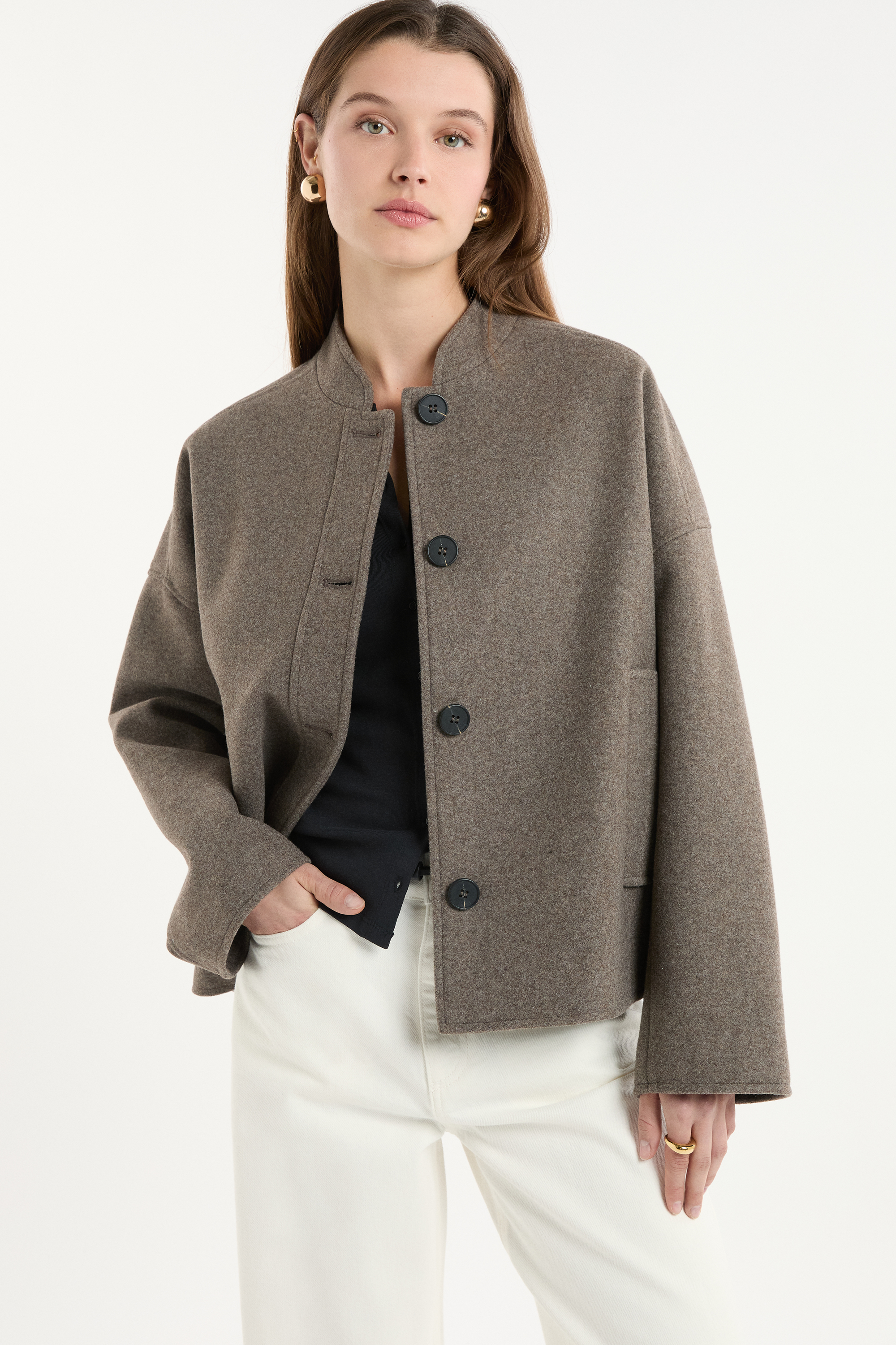 Buttoned Coat with Wool - VASCO - TAUPE - ETAM
